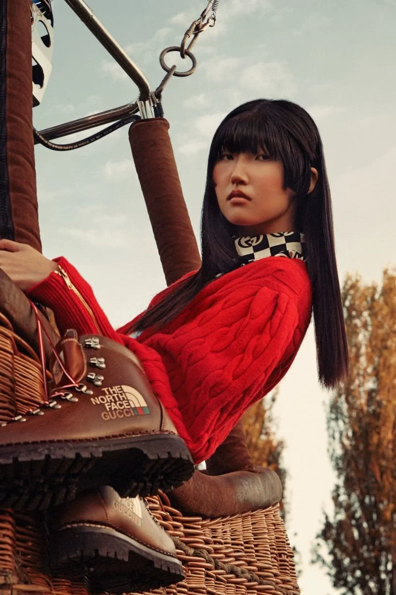 Gucci x The North Face Balloon Ride in Harper's Bazaar Mexico